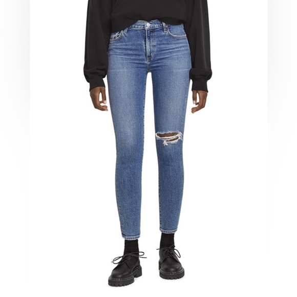 Agolde Toni Straight Jean Mid Rise Distressed Medium Wash Shoreline - Picture 12 of 12